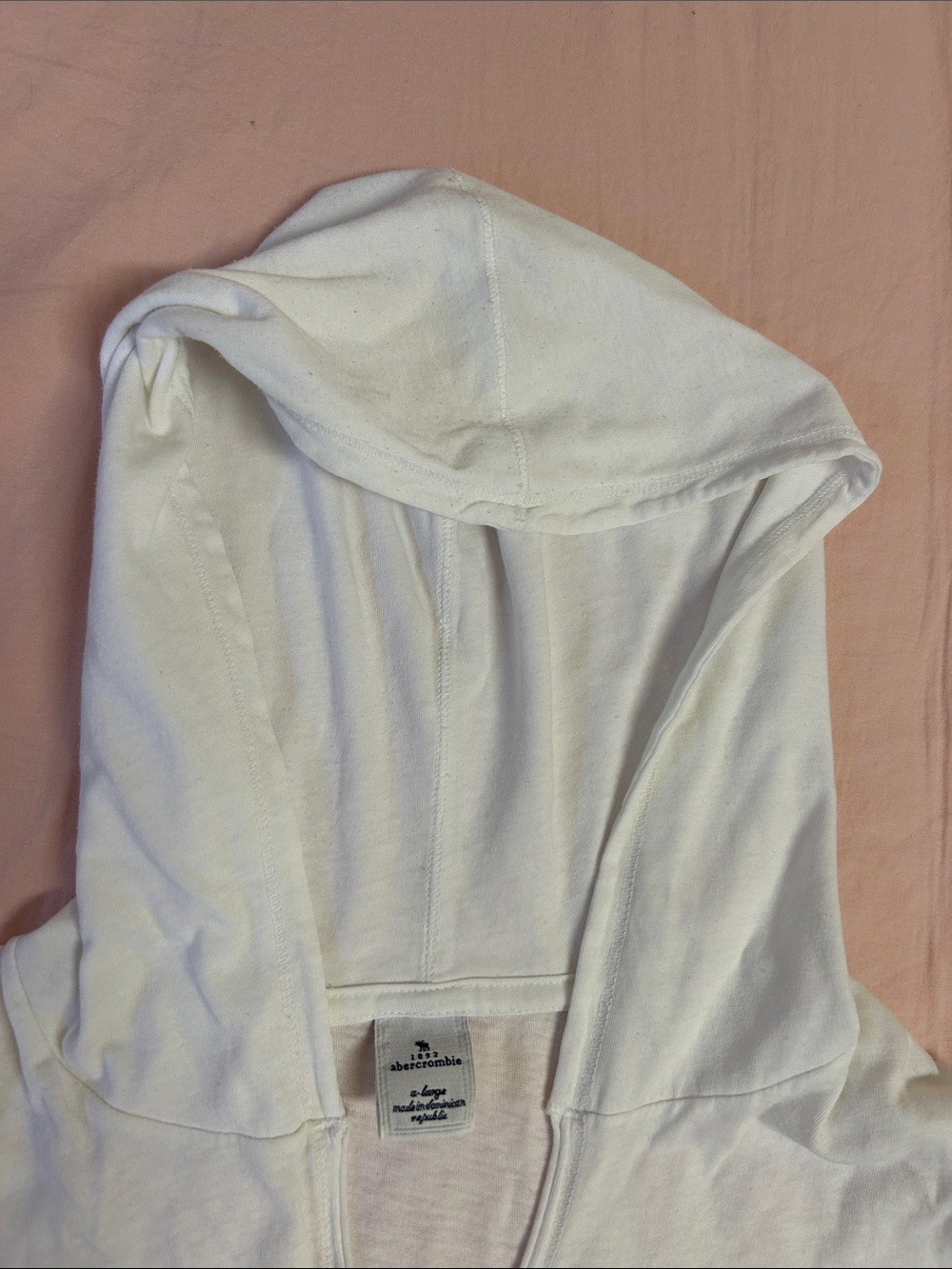 Y2K Abercrombie & Fitch White Hooded Long-Sleeve Logo Top - Picture 3 of 5
